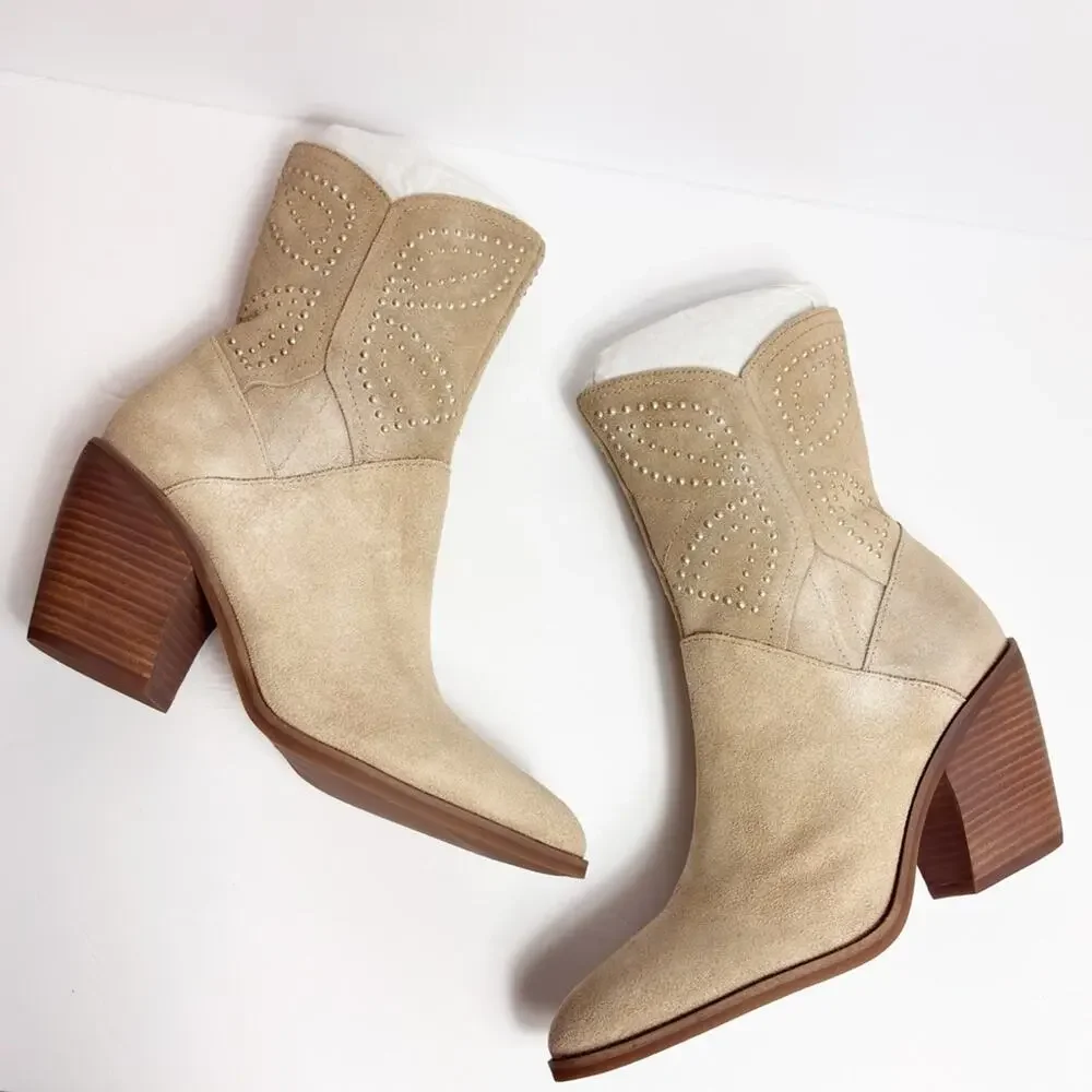 LUCKY BRAND WOMEN'S LAKELON WESTERN BOOTIE ANKLE BOOT SIZE 8.5 DUNE BRAND NEW